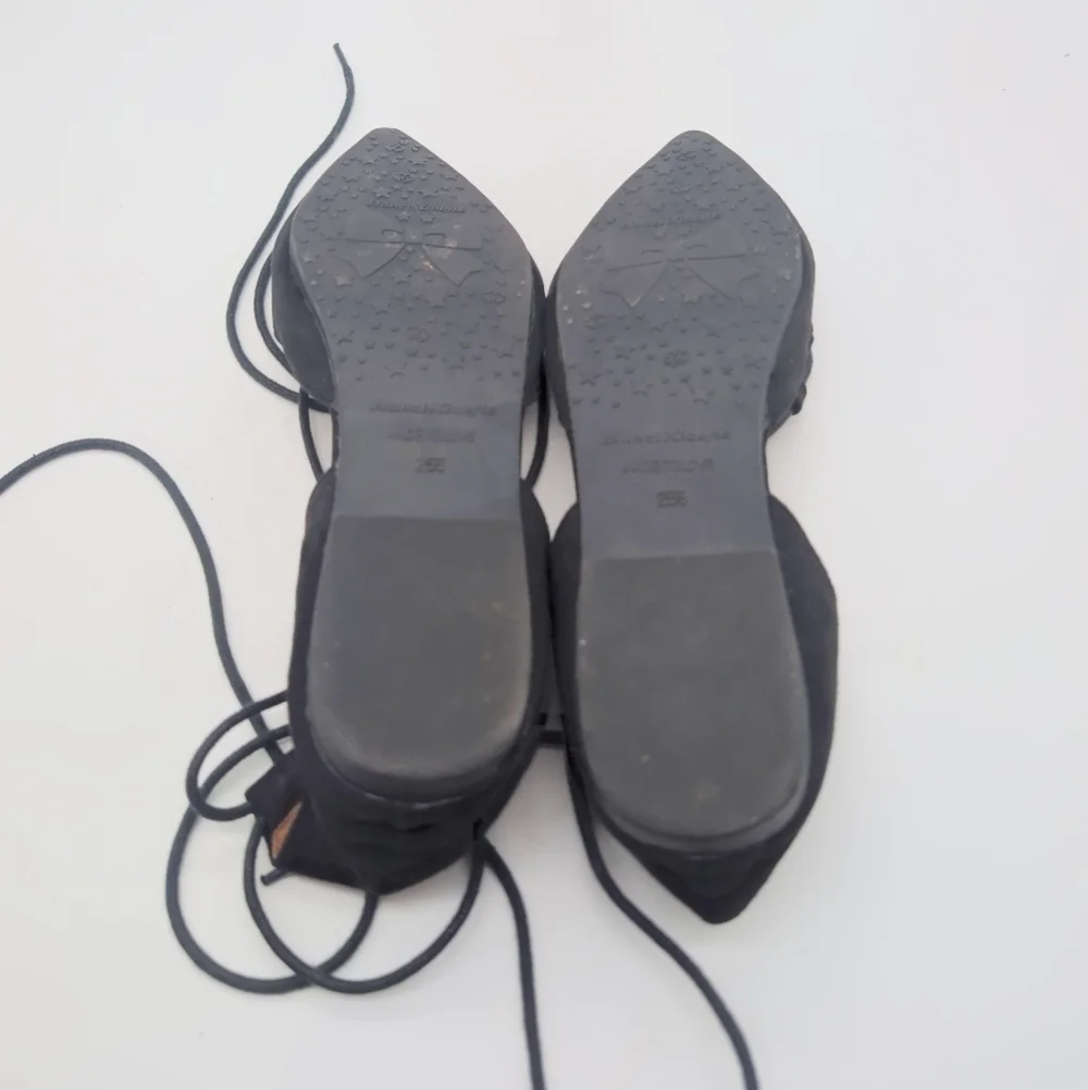Black Hanzi  Xiaojie Sz 8.5 Women's Lace-Up Roman Flats